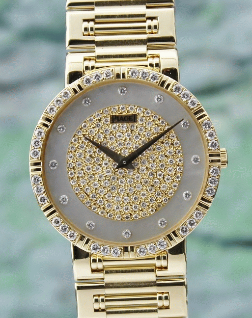 (image for) A 18K YELLOW GOLD MEN SIZE PIAGET DANCER DIAMOND WATCH / 84023 K 81