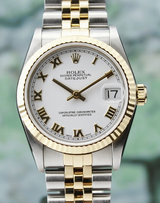 (image for) A ROLEX MID SIZE STAINLESS STEEL & 18K YELLOW GOLD OYSTER PERPETUAL DATEJUST / 68273