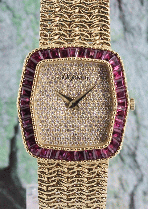 (image for) 100% ORIGINAL 18K YELLOW GOLD DELANEAU DIAMOND WATCH / G301