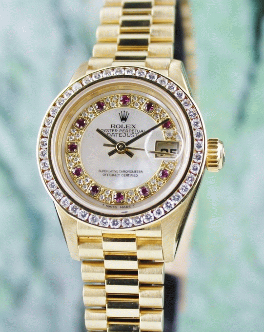 (image for) A ROLEX LADY SIZE 18K YELLOW GOLD OYSTER PERPETUAL DATEJUST - 69178