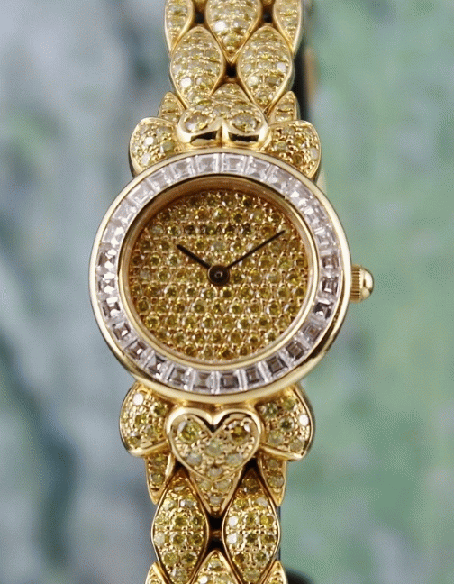 (image for) RARE FIND 18K YELLOW GOLD GRAFF FANCY YELLOW DIAMOND LADY WATCH