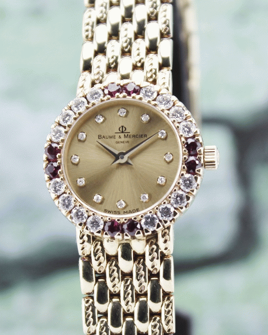 (image for) BAUME & MERCIER 18K YELLOW GOLD CLASSIC DIAMOND LADY WATCH / 16650 9