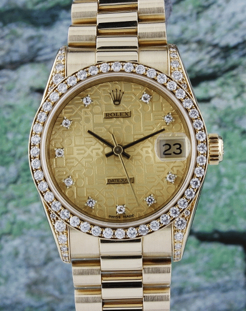 (image for) 100% ORIGINAL ROLEX MIDSIZE 18K YELLOW GOLD OYSTER PERPETUAL DATEJUST - 68158