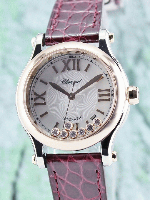 (image for) UNWORN CHOPARD 18K ROSE GOLD AND STEEL AUTOMATIC HAPPY SPORT WATCH / 278559-6008