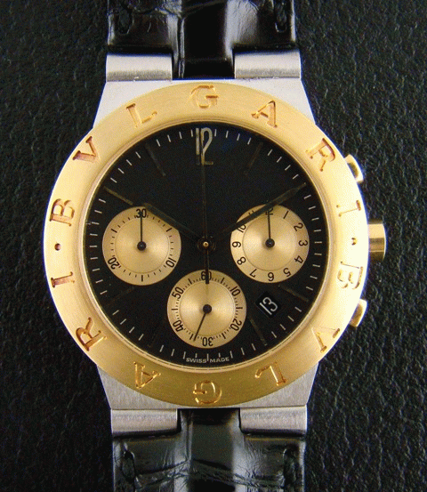 (image for) Bvlgari Diagono Chronograph 18K Gold/Steel Watch.