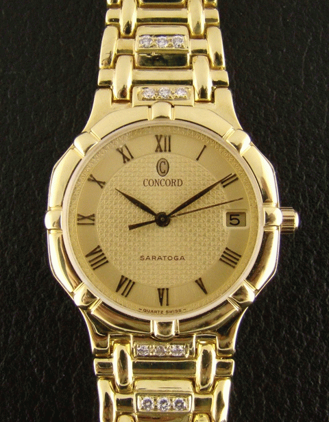 (image for) CONCORD SARATOGA MEN'S SOLID 18K GOLD DIAMOND WATCH