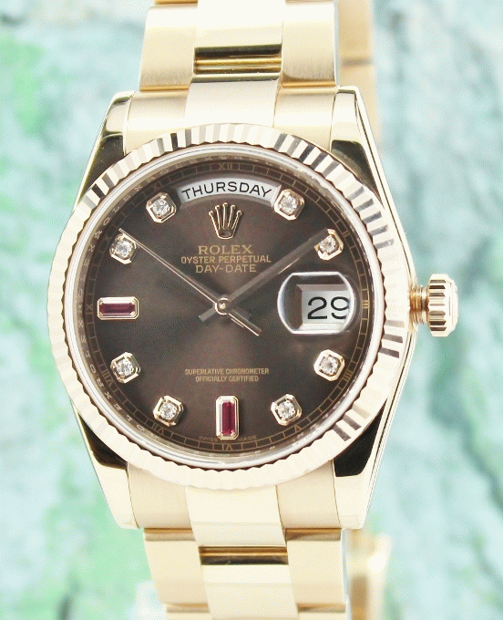 (image for) ROLEX UNPOLISHED 18K ROSE GOLD OYSTER PERPETUAL DAY-DATE - 118235