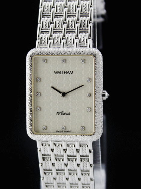 (image for) WALTHAM 18K SOLID WHITE GOLD QUARTZ WATCH