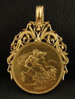 (image for) RARE ANTIQUE GOLD COIN WITH 20K GOLD FAME