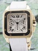 (image for) A Cartier Santos 100 XL Solid 18K Yellow Gold Chronograph / W20096Y1